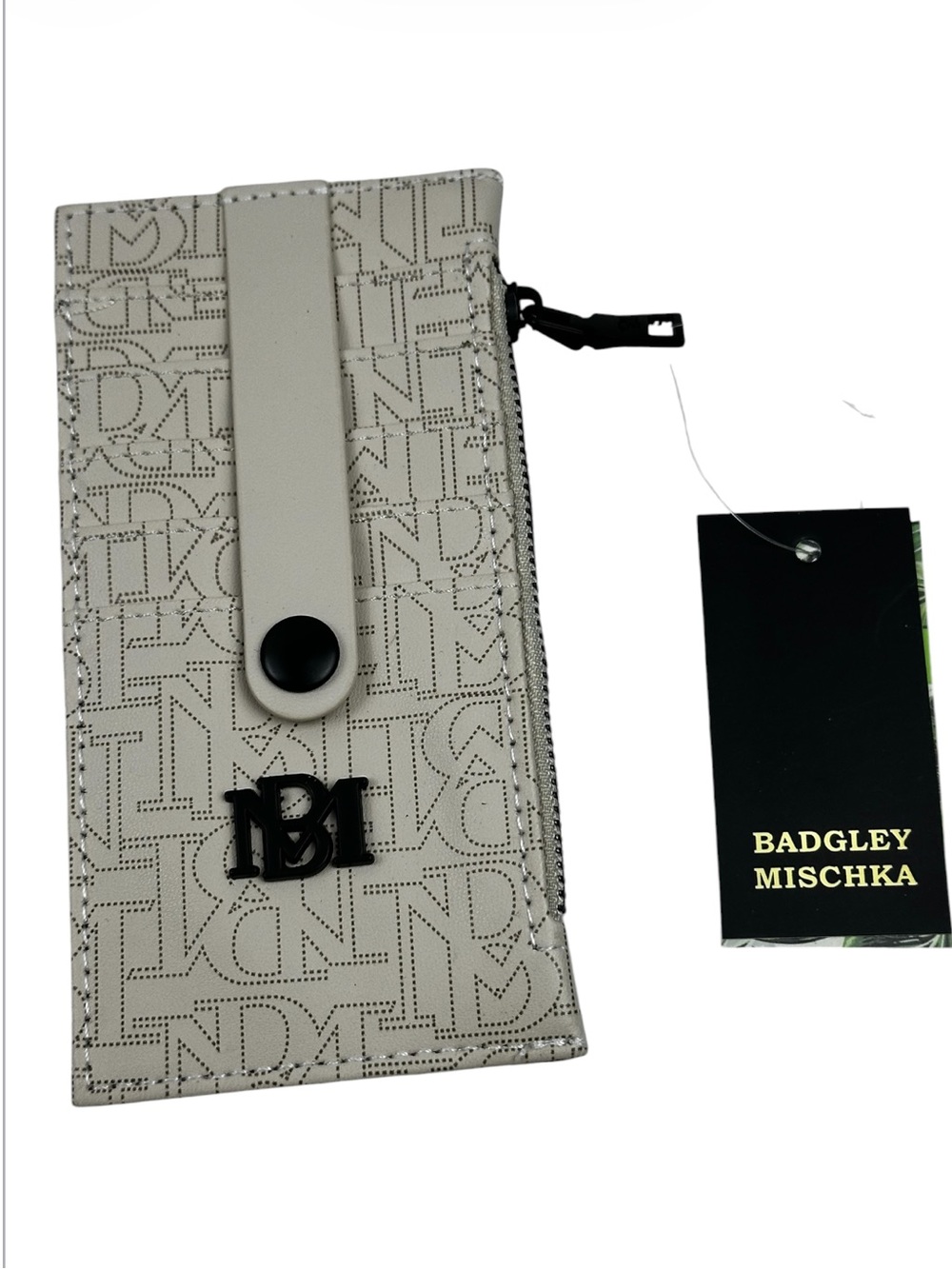 Badgley Mischka Cream Monogram Card Holder NWT